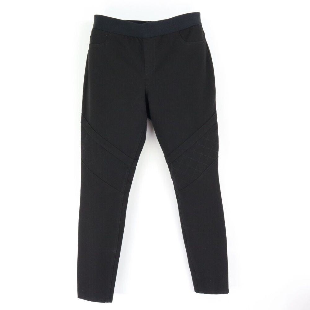 1. STATE Pants Mid Rise Womens S Black Embroidered Elastic Waist Stretch Skinny